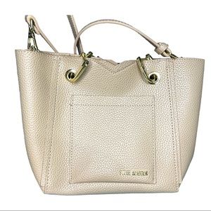Steve Madden Crossbody Handbag Sand Bkarta Gold Nameplate Inside Snap